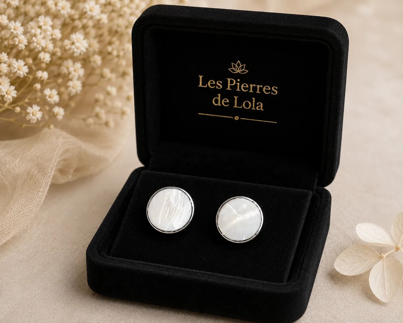 Boucles d'oreilles Clous en Nacre Irisée