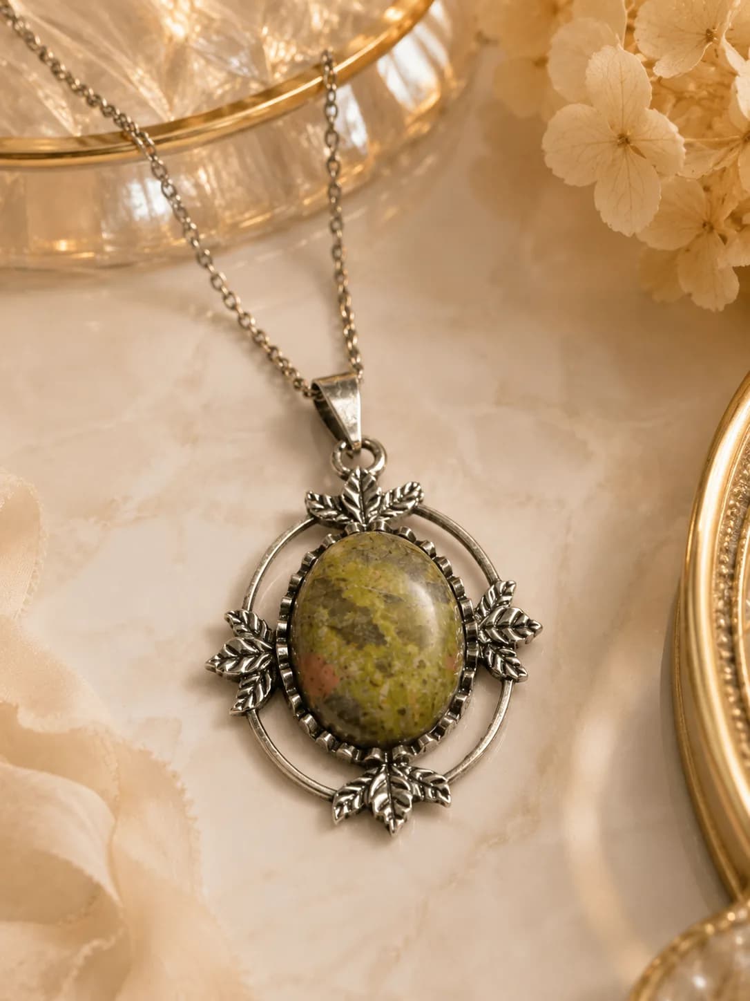 Collier « Forêt Enchantée » pierre Unakite 🌿✨