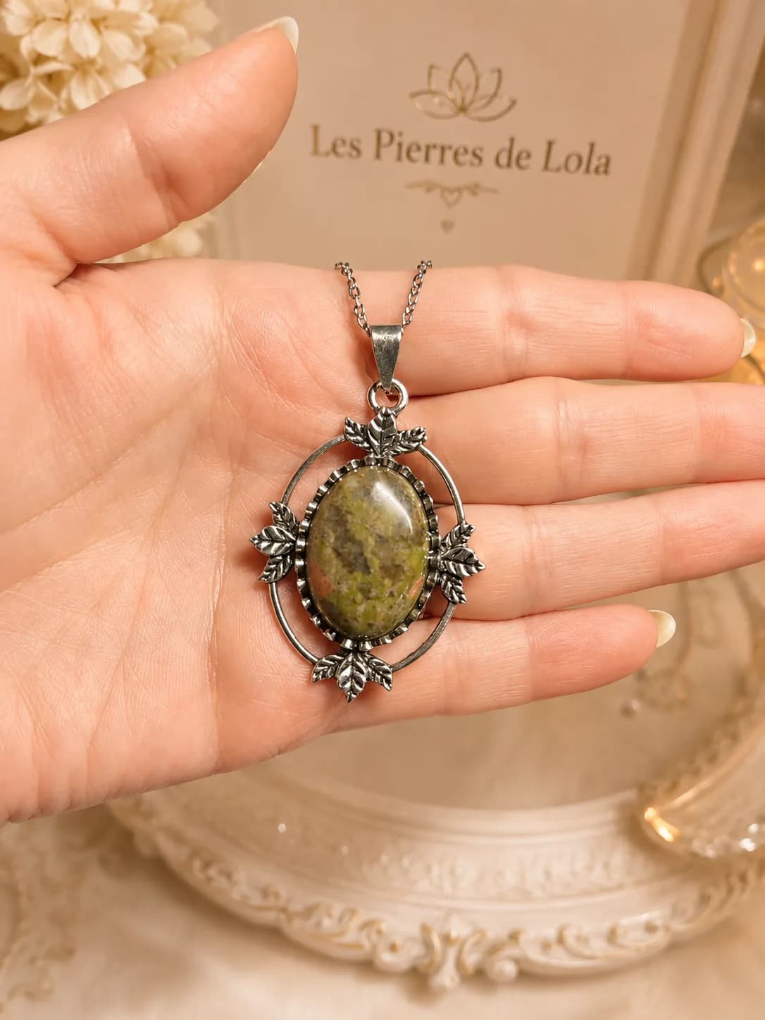 Collier « Forêt Enchantée » pierre Unakite 🌿✨