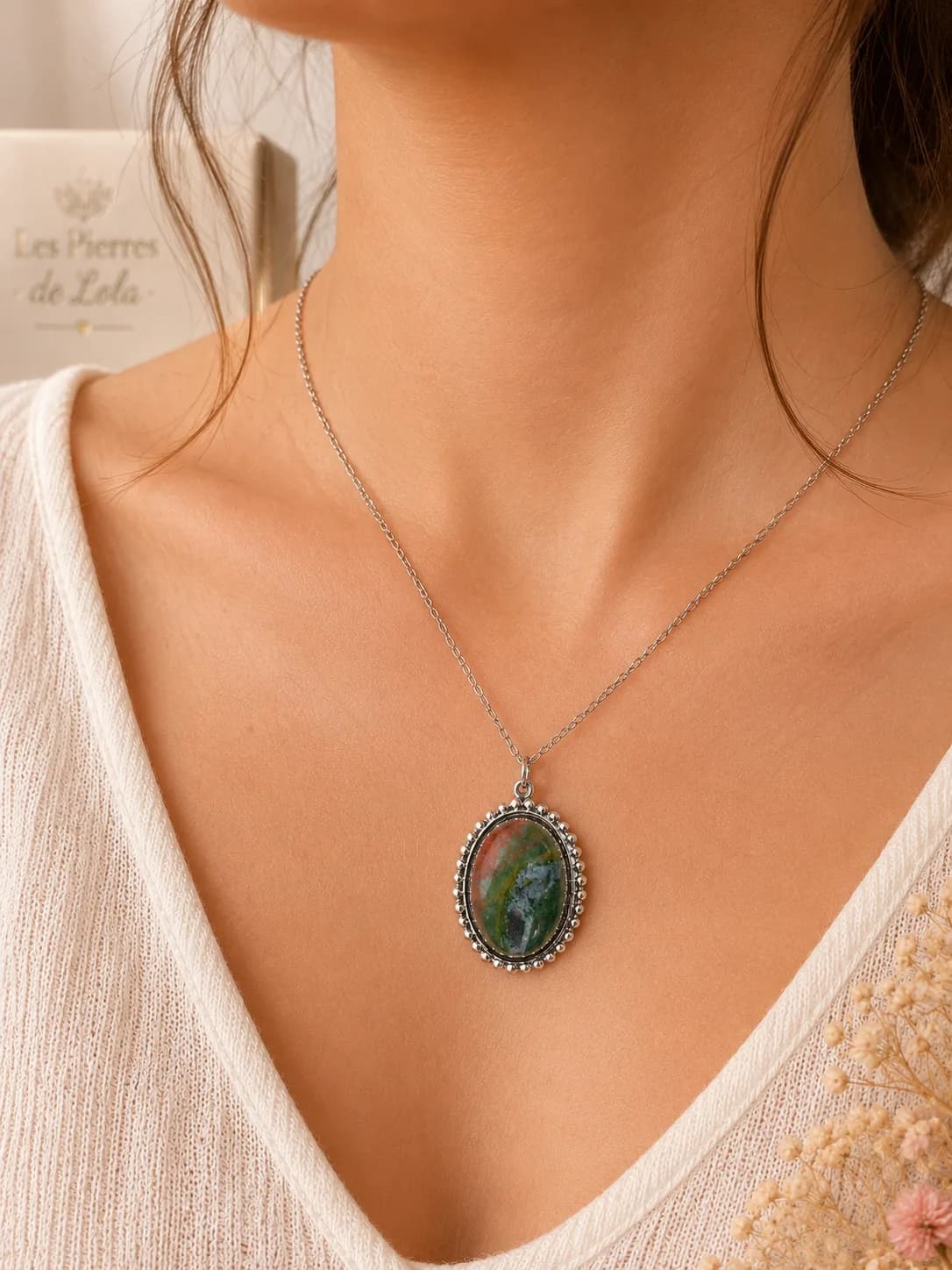 Collier Agate Indienne Naturelle – Élégance aux couleurs de la nature