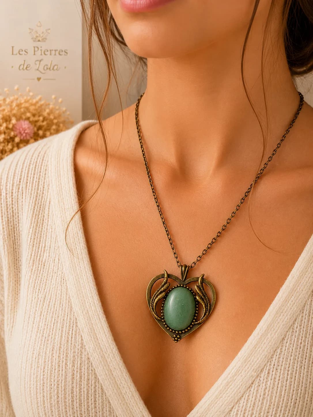 Collier Aventurine Naturelle – Cœur de douceur et d'élégance