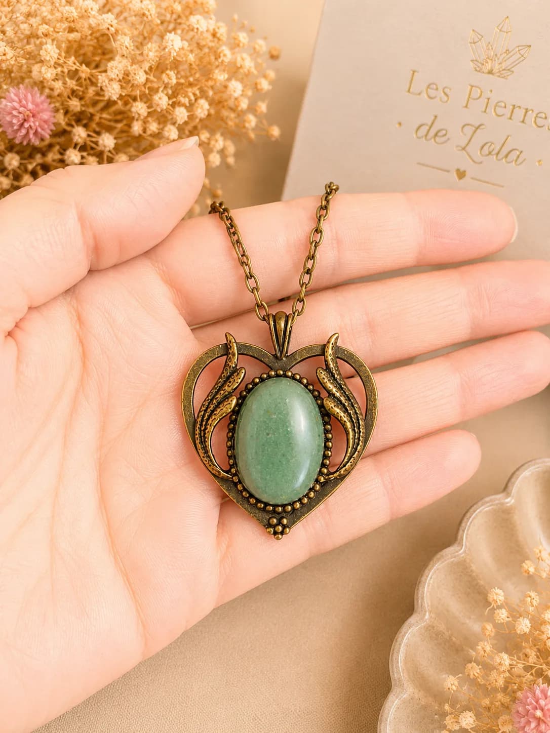 Collier Aventurine Naturelle – Cœur de douceur et d'élégance