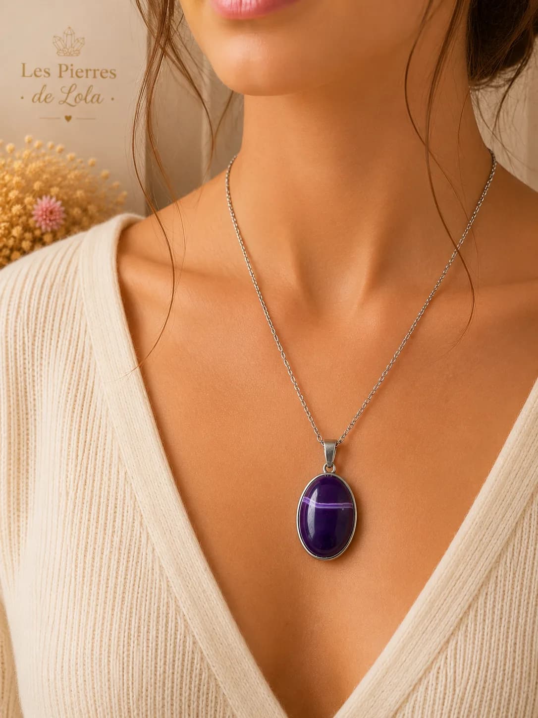 Collier Agate Violette – Élégance mystérieuse et charme intemporel