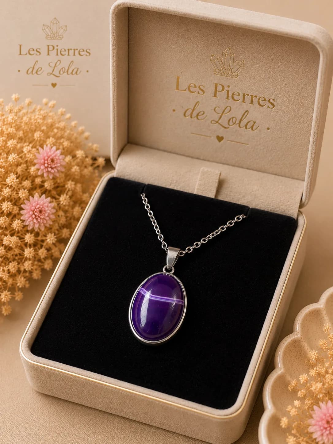 Collier Agate Violette – Élégance mystérieuse et charme intemporel