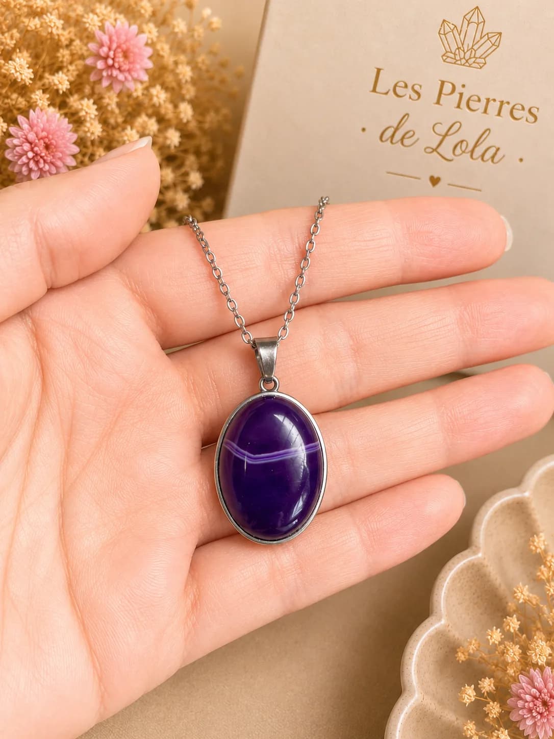 Collier Agate Violette – Élégance mystérieuse et charme intemporel