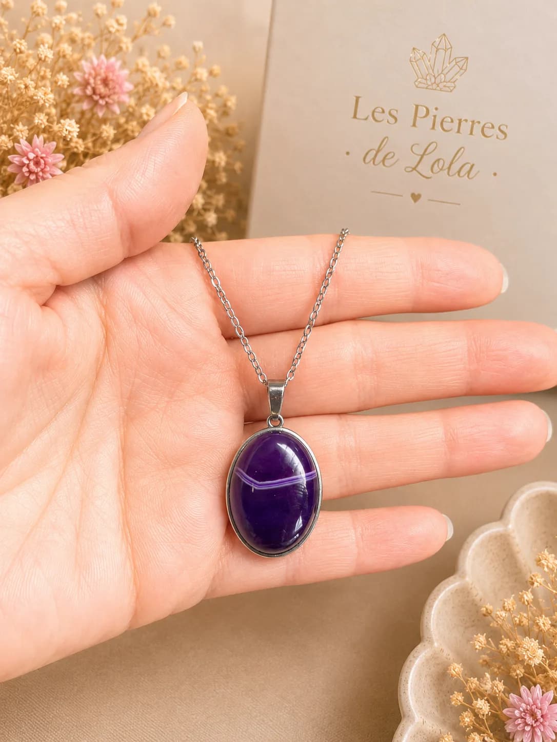 Collier Agate Violette – Élégance mystérieuse et charme intemporel