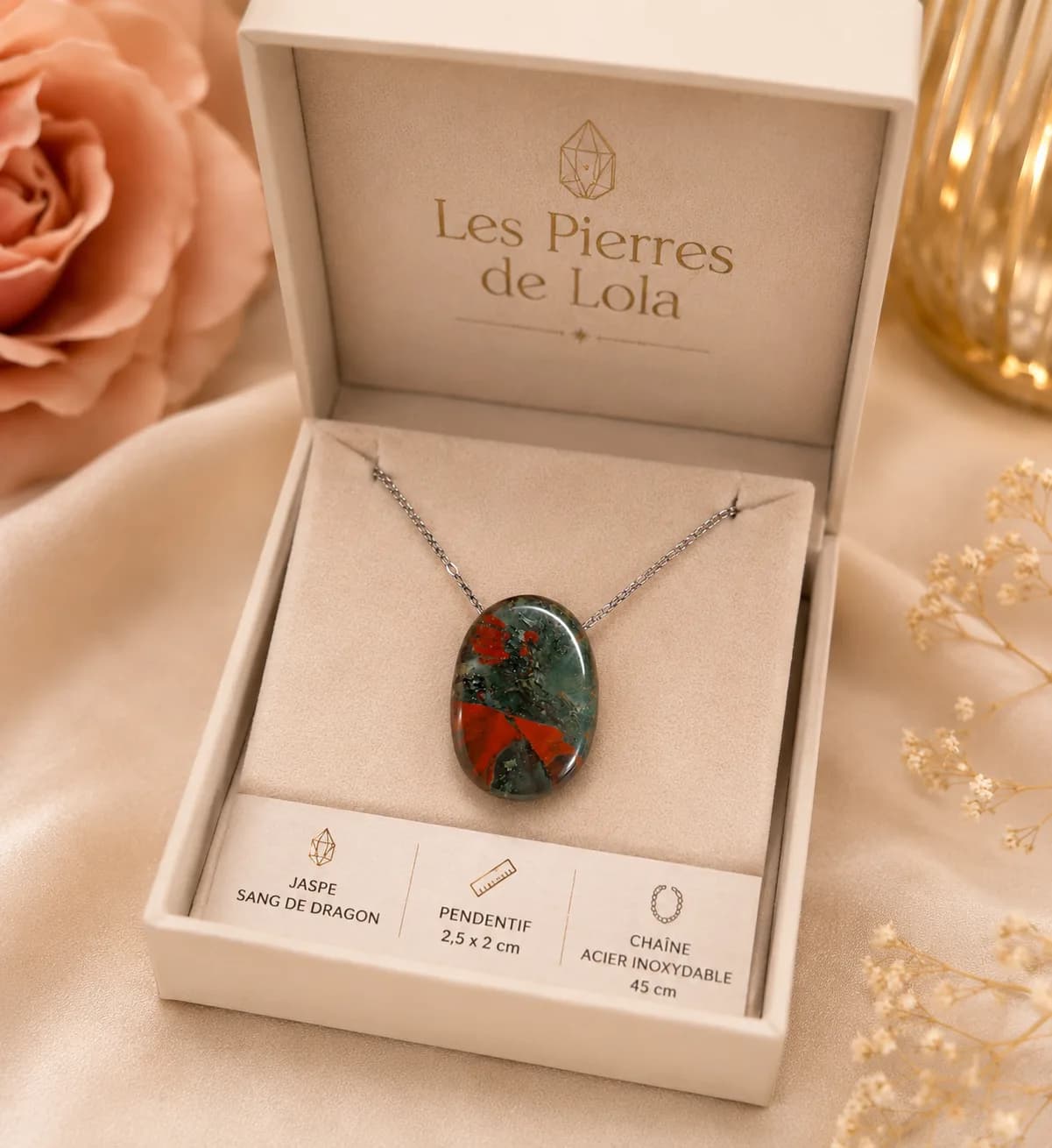 Collier pierre « Jaspe Sang de Dragon »