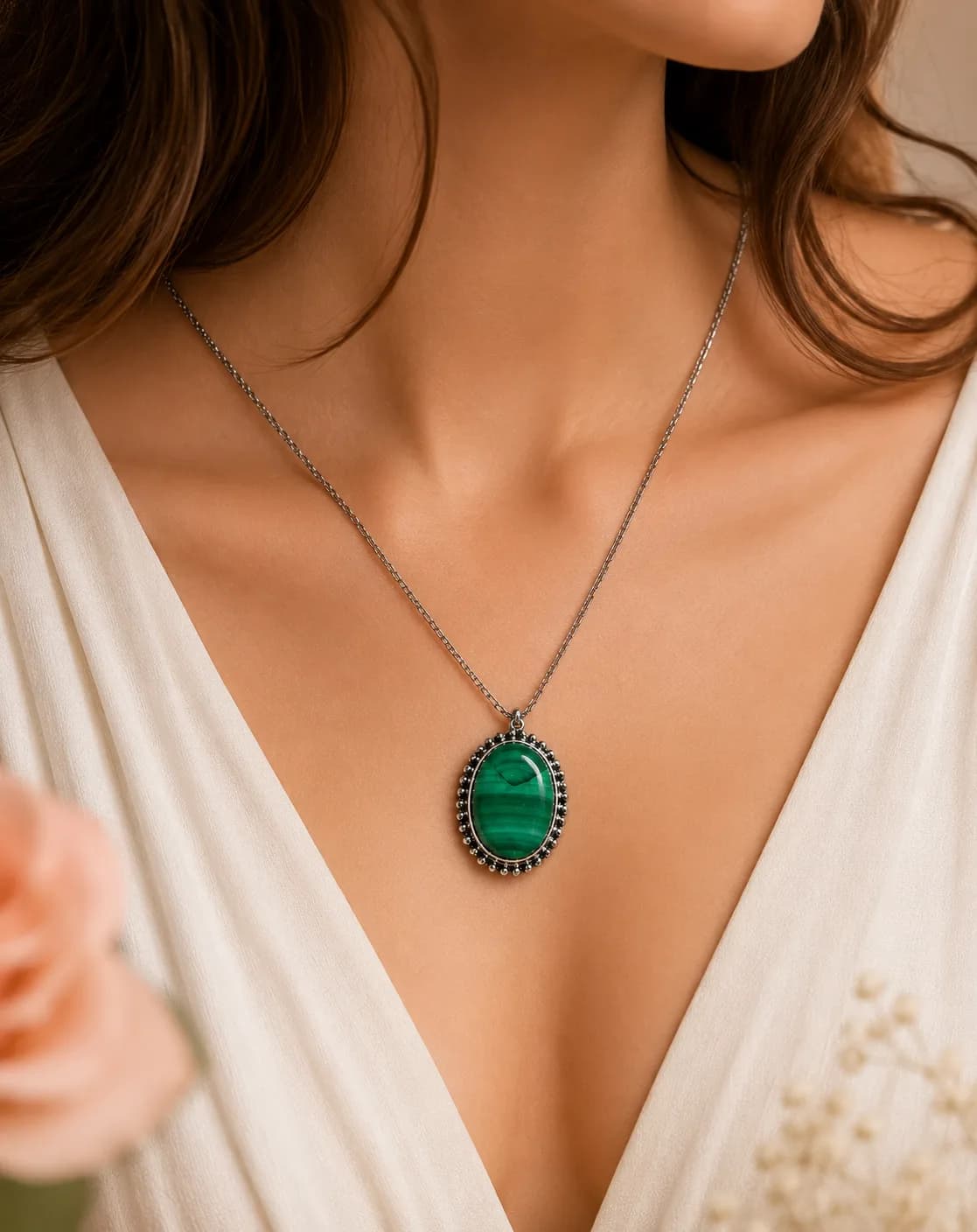 💚 Collier en Malachite Naturelle