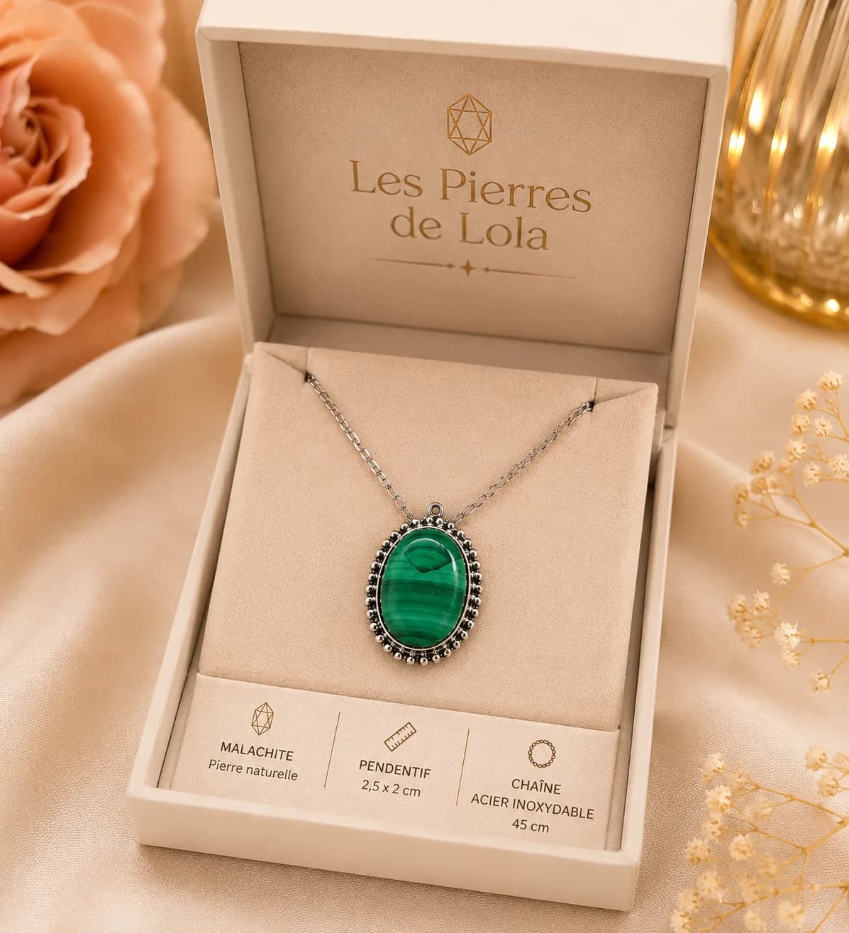 💚 Collier en Malachite Naturelle