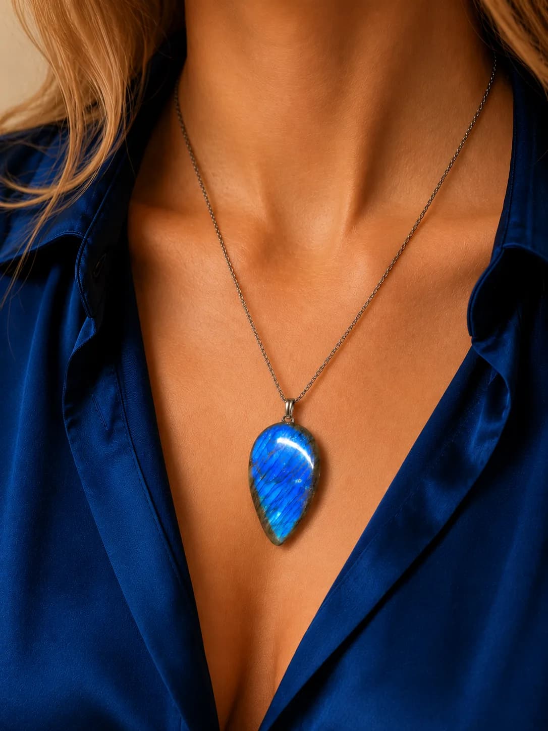 Collier Labradorite Bleue – Élégance Intemporelle