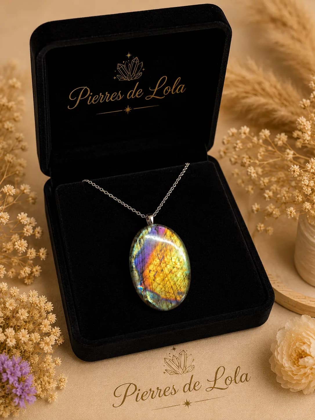 Collier Labradorite Multicolore – Une Explosion de Reflets