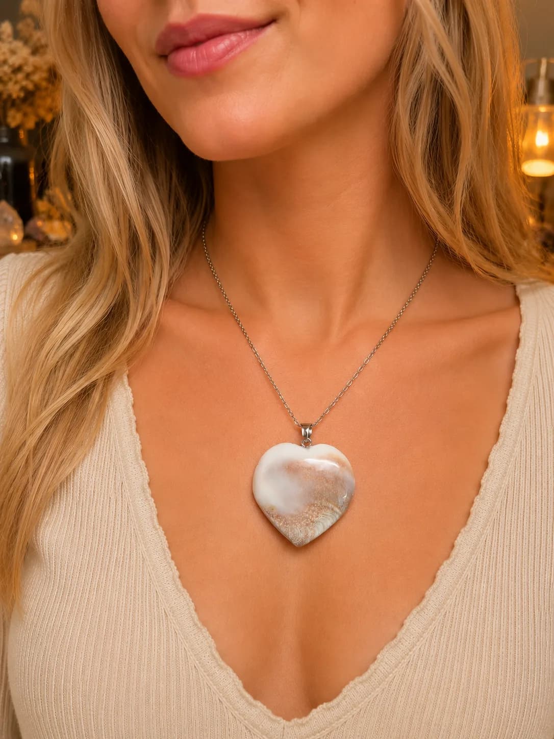 Collier Cœur – Œil de Sainte-Lucie – Chance & Protection
