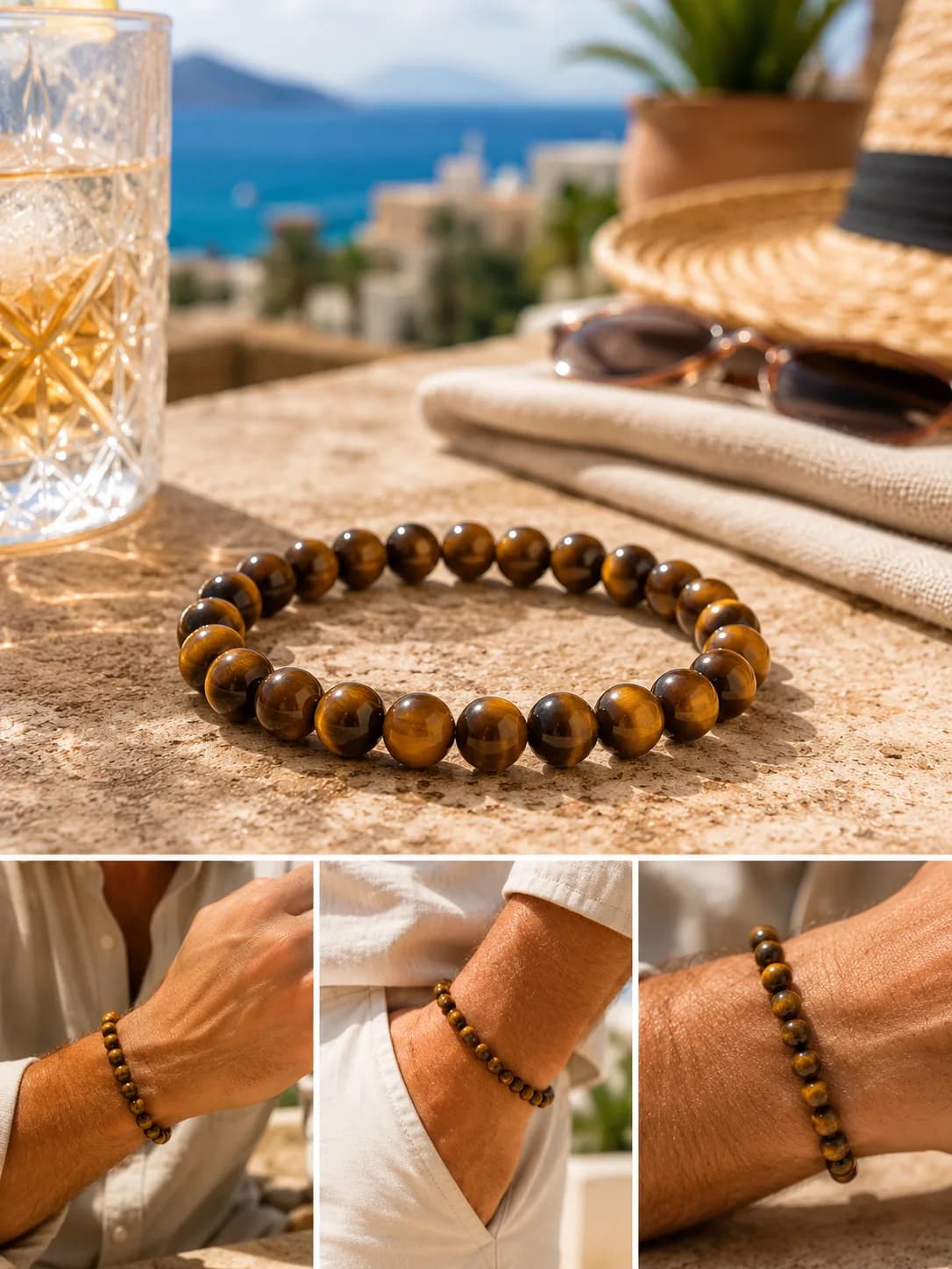 Bracelet en Œil de Tigre – Perles de 8 mm
