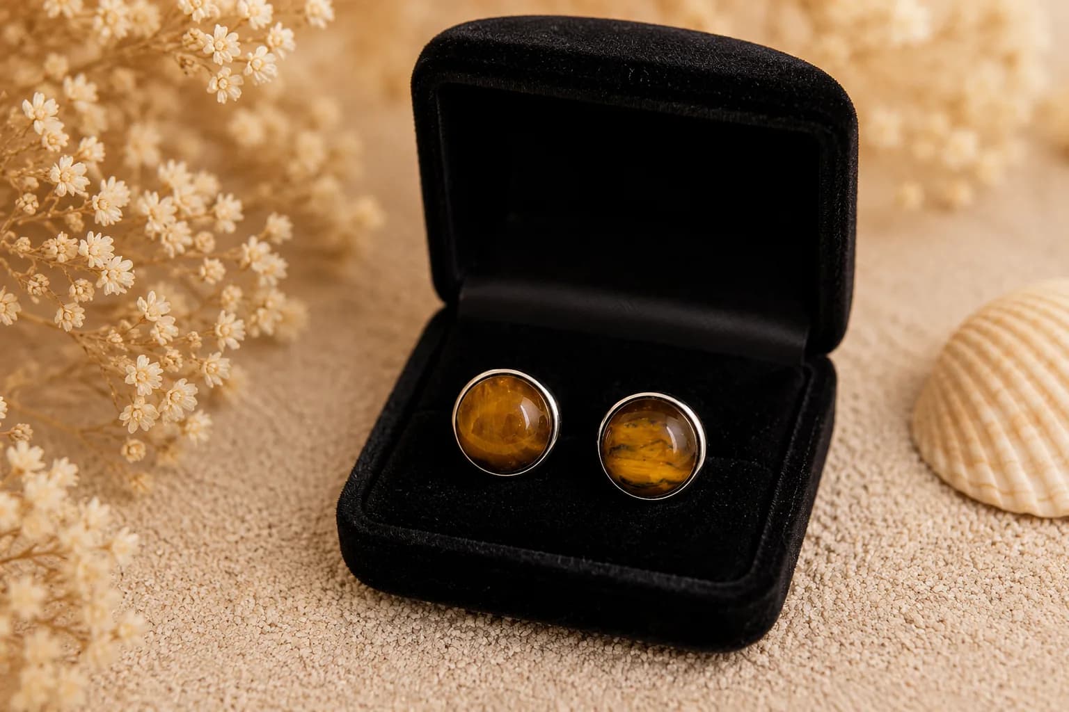 Boucles d'oreilles Œil de Tigre – Force & Élégance