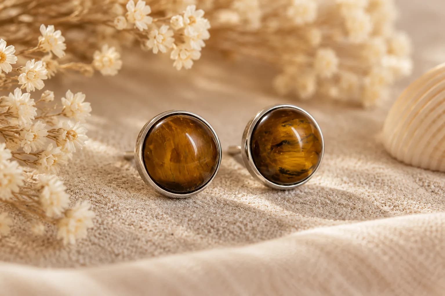 Boucles d'oreilles Œil de Tigre – Force & Élégance