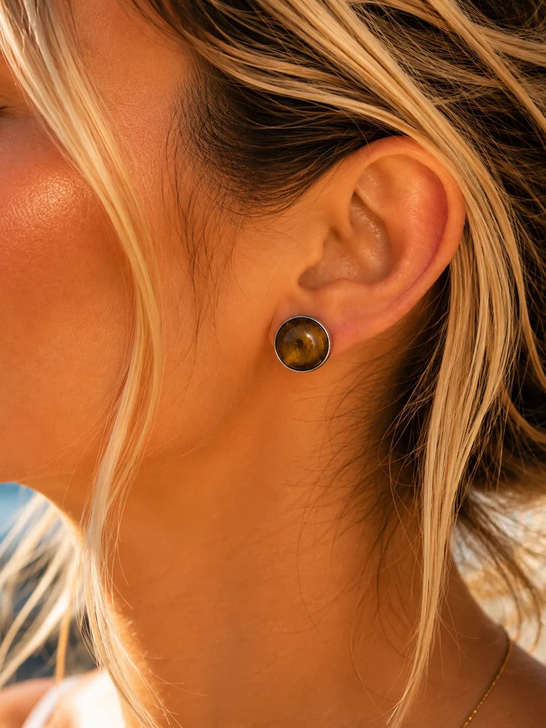 Boucles d'oreilles Œil de Tigre – Force & Élégance