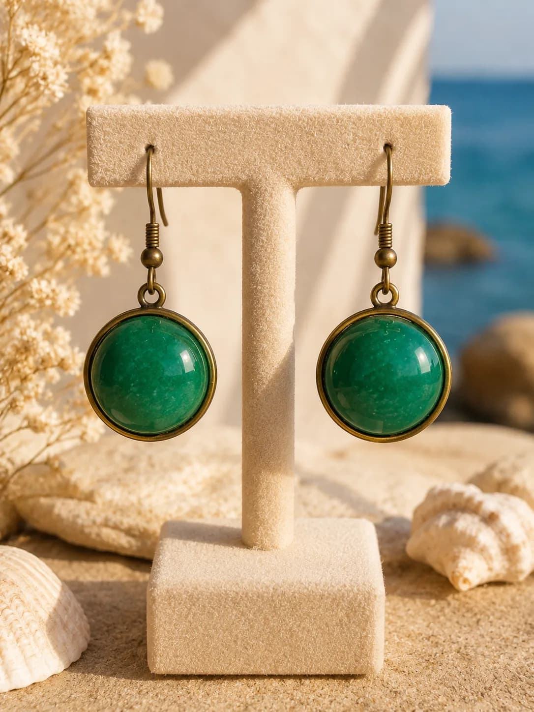 Douceur Végétale – Boucles d'Oreilles en Agate Verte