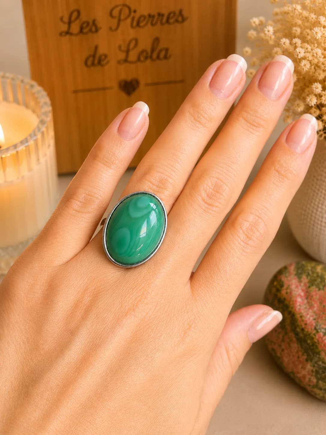 Bague « Élégance Verdoyante » – Agate Verte