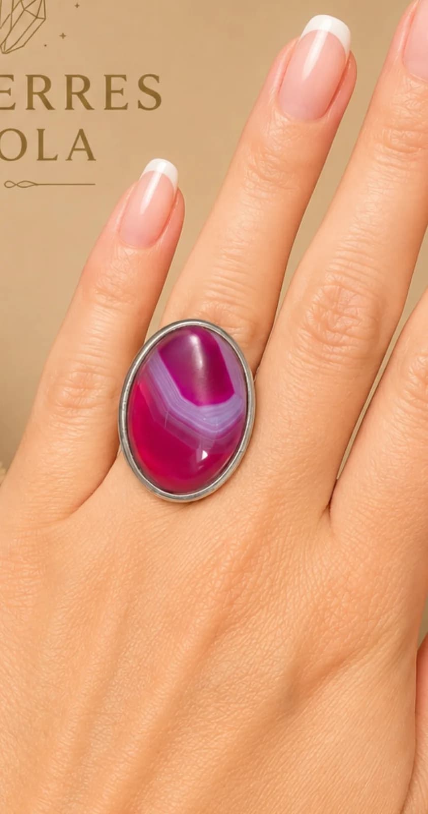 Bague Agate Rose Fuchsia – Éclat Passion