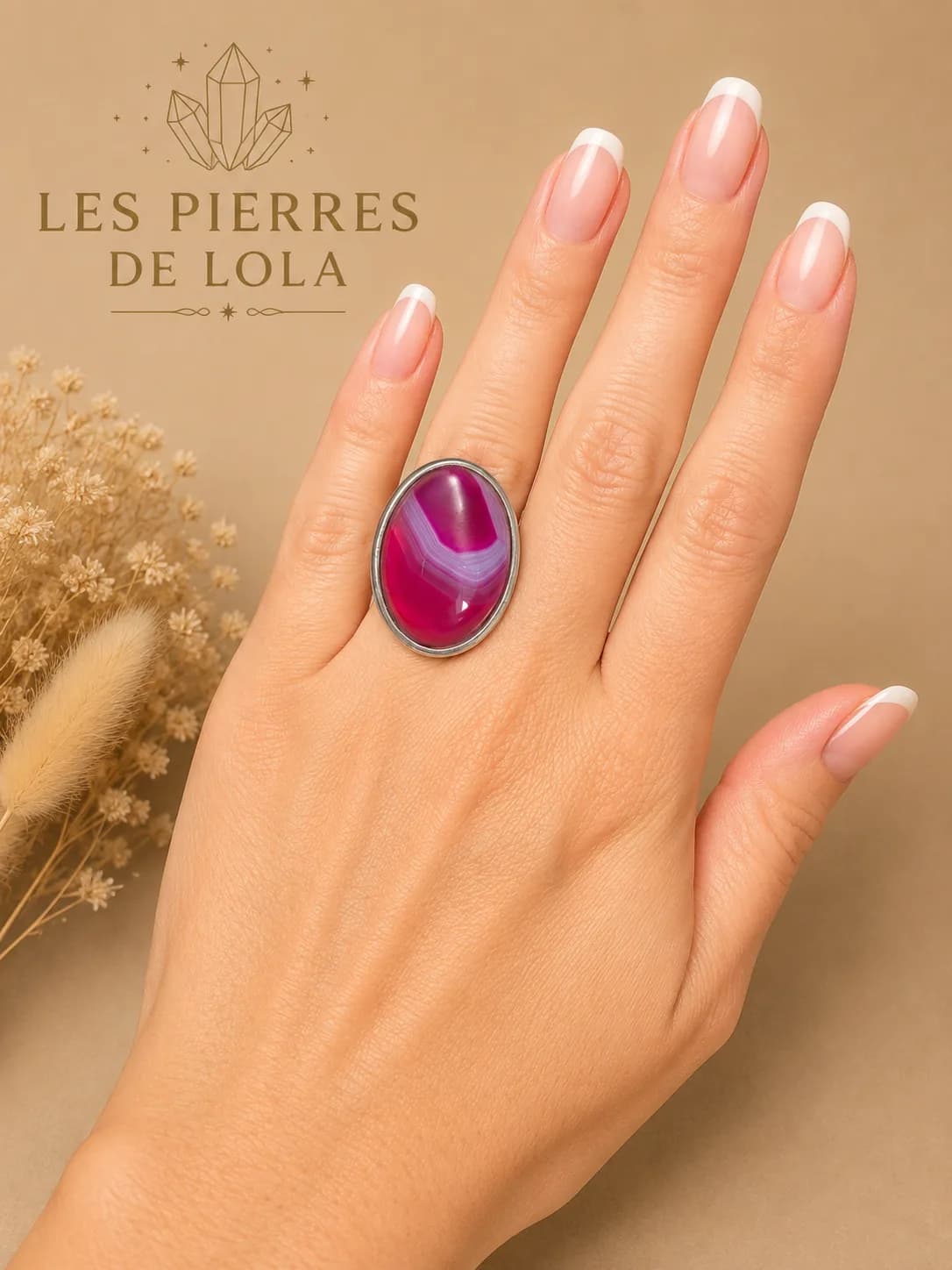 Bague Agate Rose Fuchsia – Éclat Passion