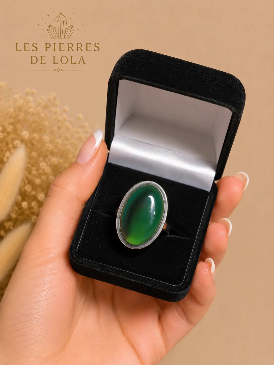 Bague Agate Verte – Élégance Naturelle