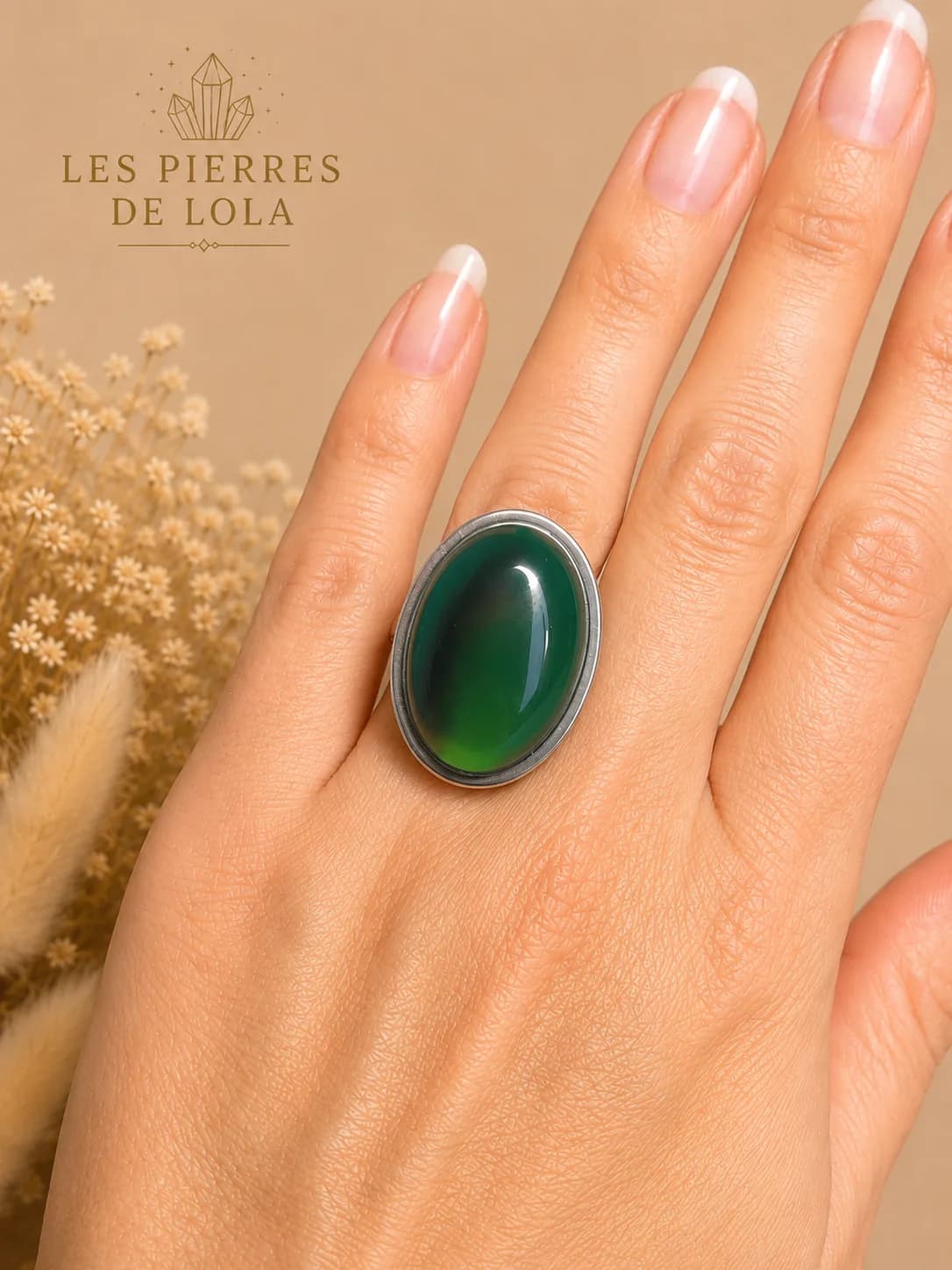 Bague Agate Verte – Élégance Naturelle