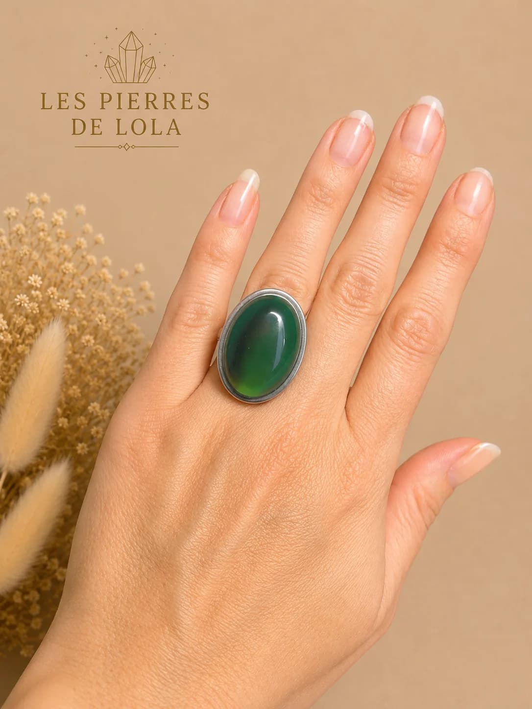 Bague Agate Verte – Élégance Naturelle