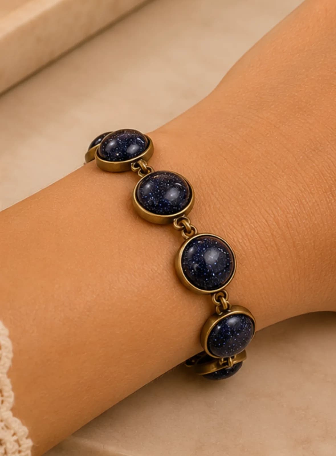 Bracelet bronze  « Nuit Étoilée » – Pierres Goldstone Blue
