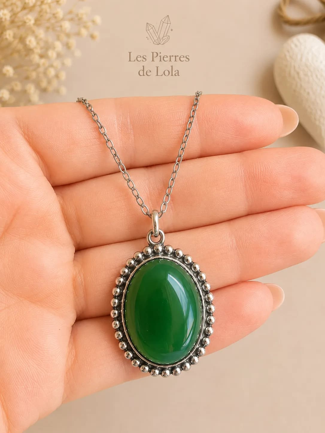 Collier « Élégance Intemporelle » en Agate Verte