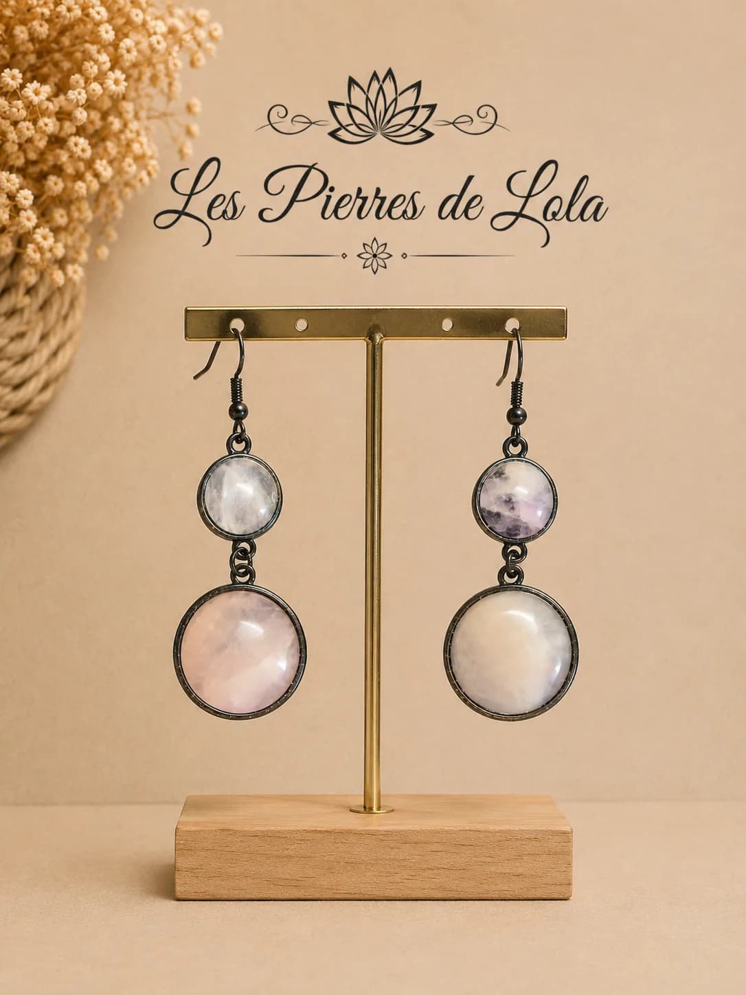 Boucles d'oreilles Élégance en Quartz Rose