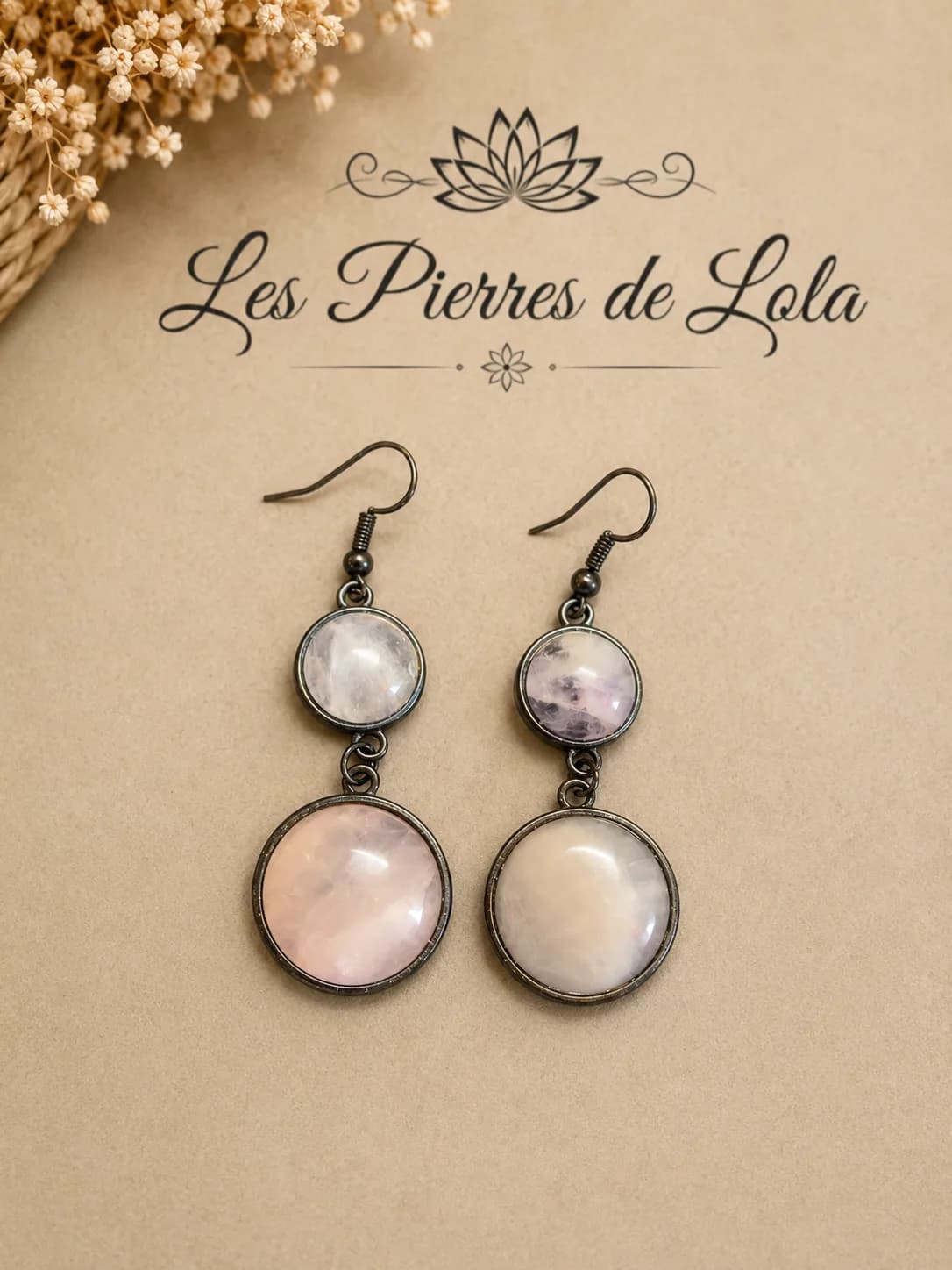 Boucles d'oreilles Élégance en Quartz Rose