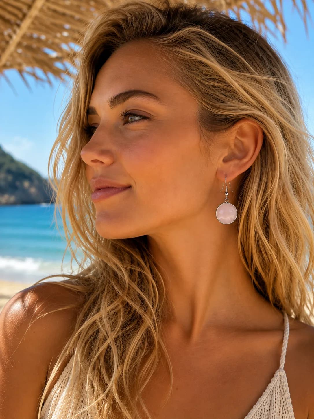 Boucles d'oreilles Douceur en Quartz Rose