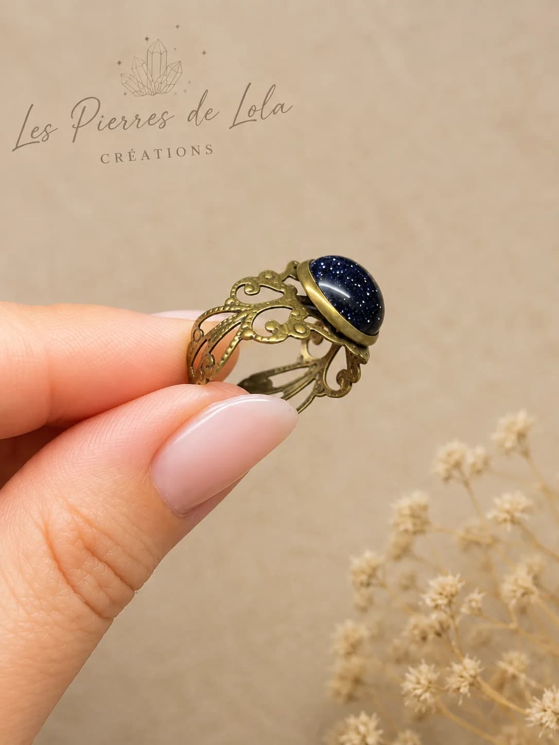 Bague Éclat Céleste en Goldstone Blue