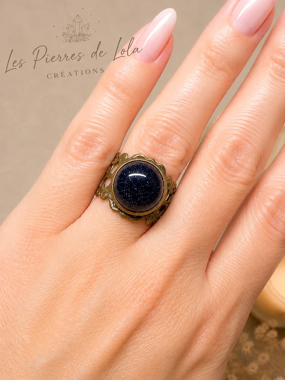 Bague Éclat Céleste en Goldstone Blue