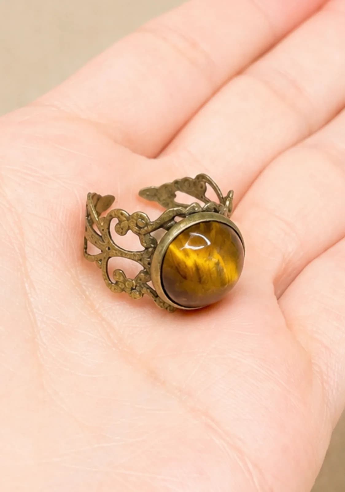 Bague Lumière Fauve en Œil de Tigre