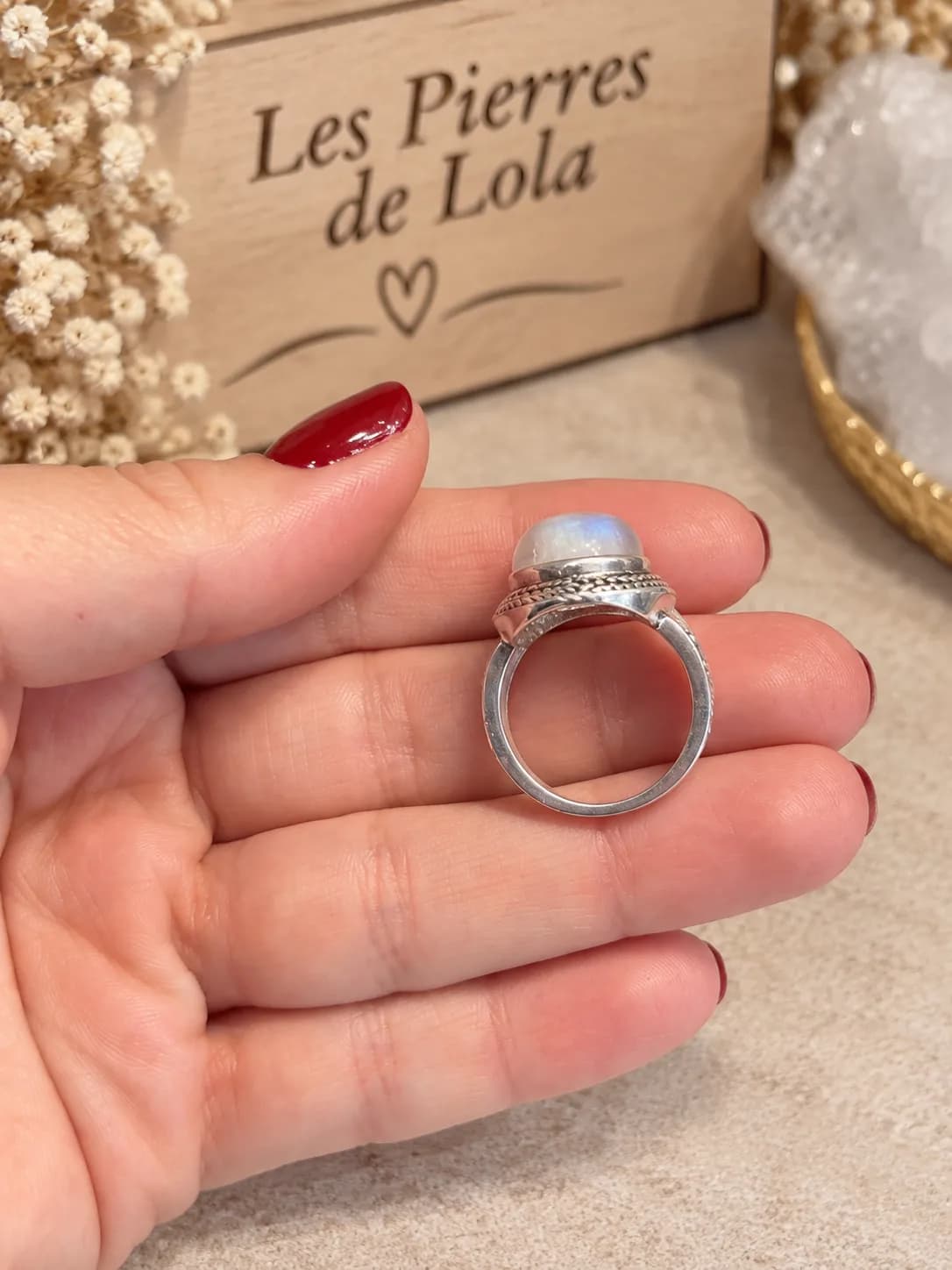 Parure 3 pièces - Bague Pierre de Lune - Collier & boucle d'oreille pierre de Lune