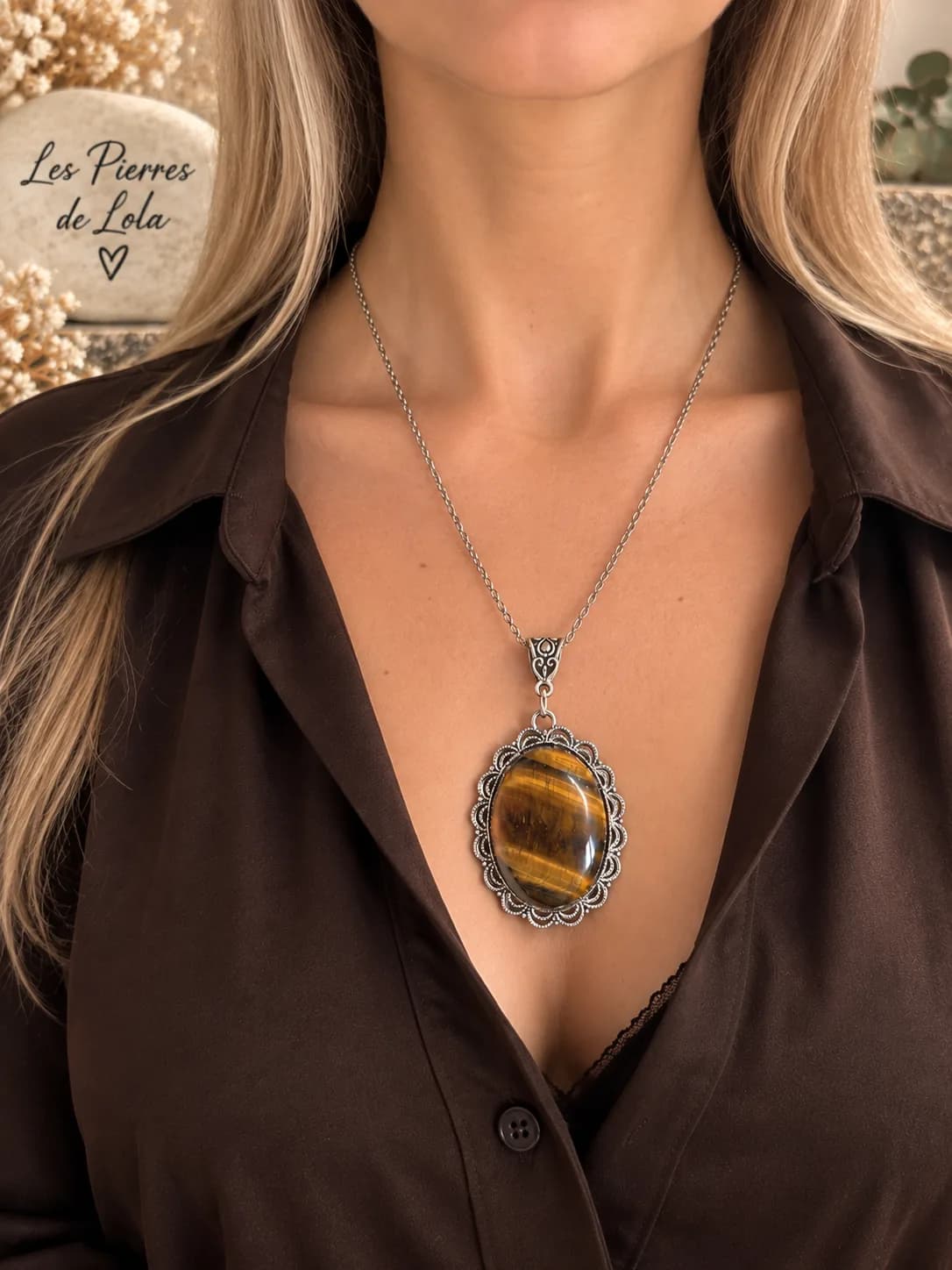 Collier « Éclat Fauve » – Pierre Œil de Tigre