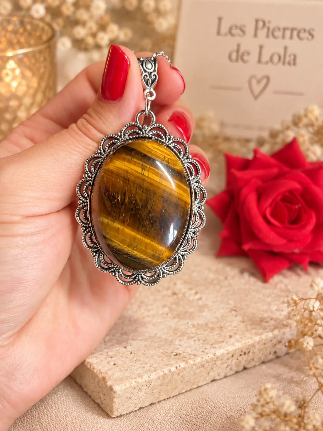 Collier « Éclat Fauve » – Pierre Œil de Tigre