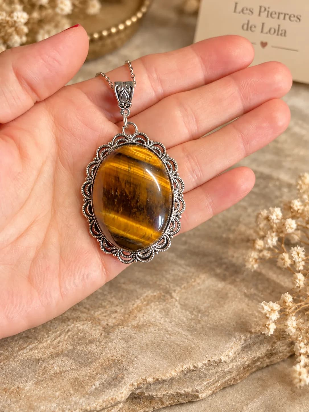 Collier « Éclat Fauve » – Pierre Œil de Tigre