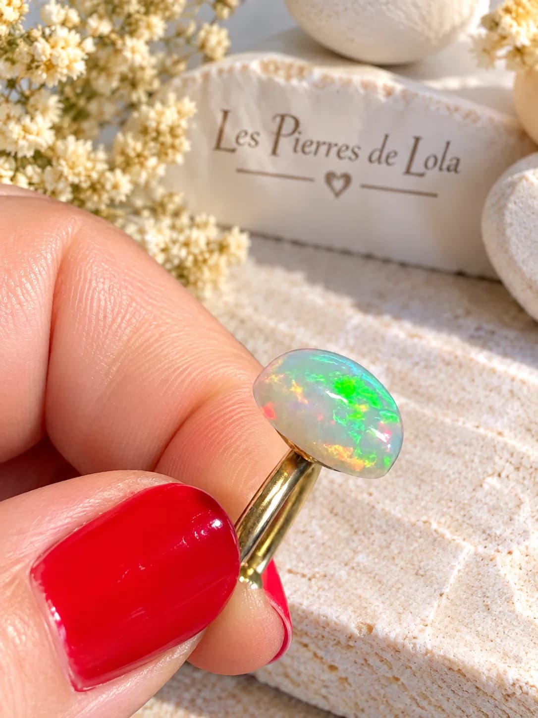 Bague – Opale Welo d’Éthiopie « Aurore Boréale »