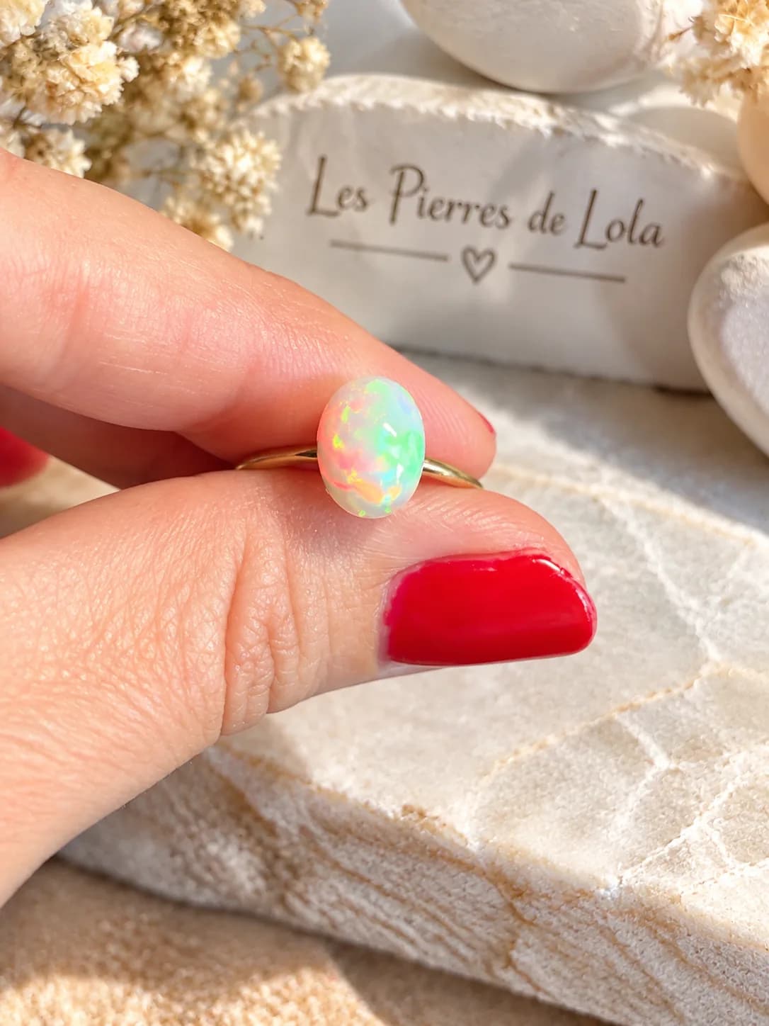 Bague – Opale Welo d’Éthiopie « Aurore Boréale »