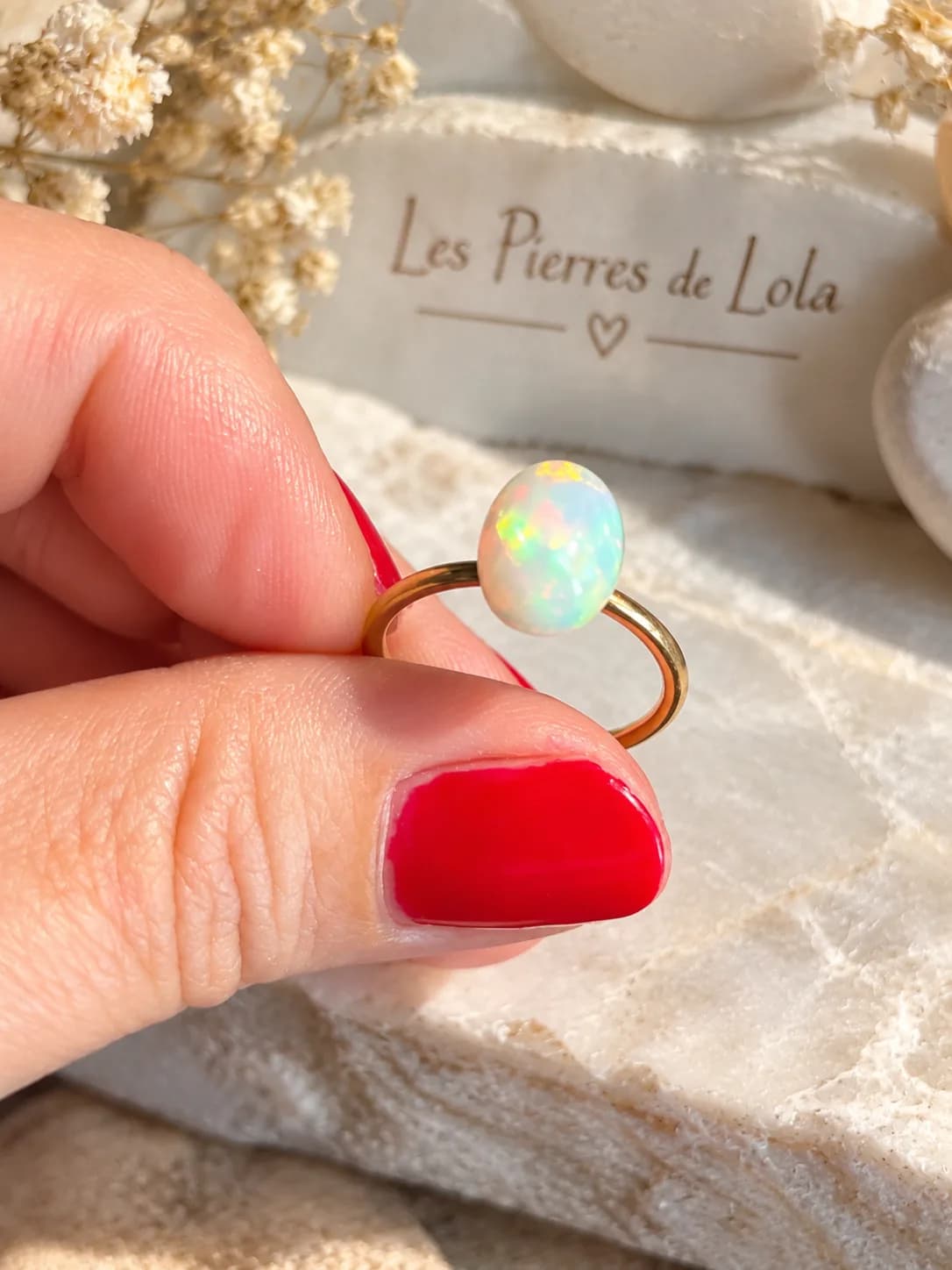 Bague – Opale Welo d’Éthiopie « Aurore Boréale »