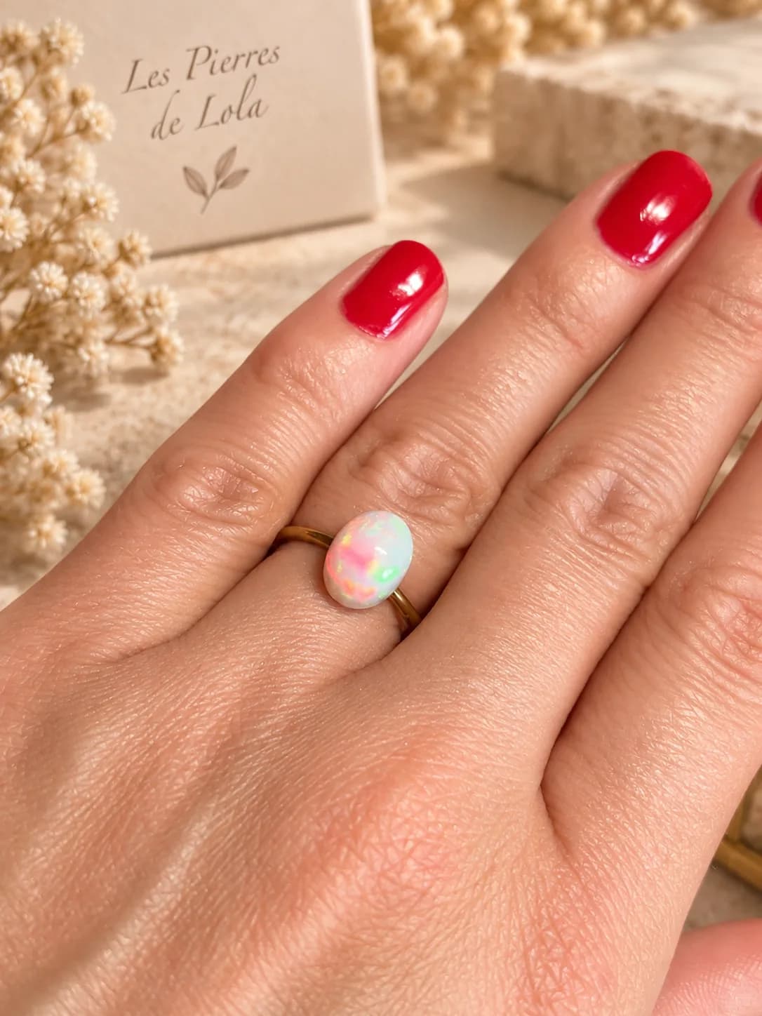 Bague – Opale Welo d’Éthiopie « Aurore Boréale »