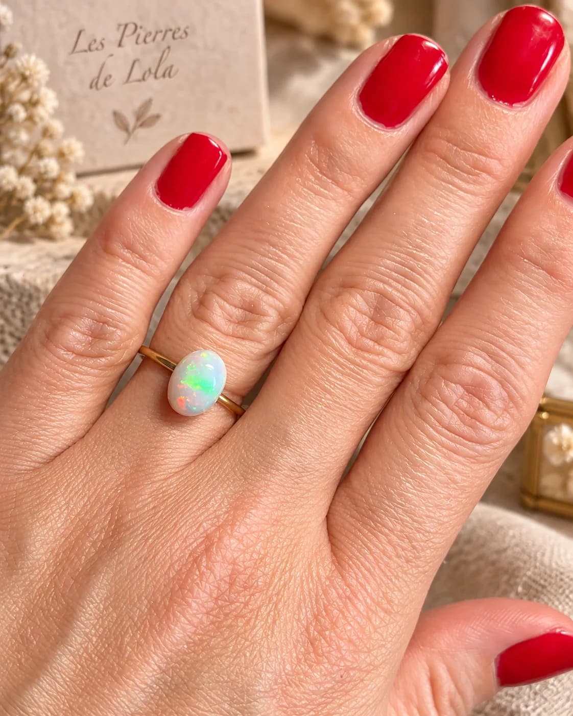 Bague – Opale Welo d’Éthiopie « Aurore Boréale »