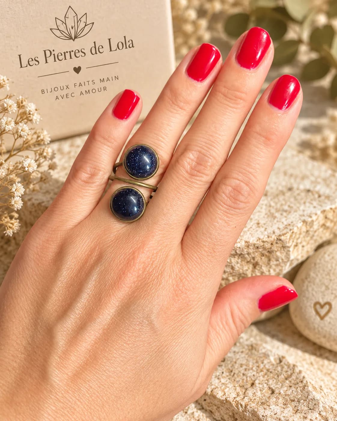 Bague « Nuit Étoilée » – Goldstone Blue