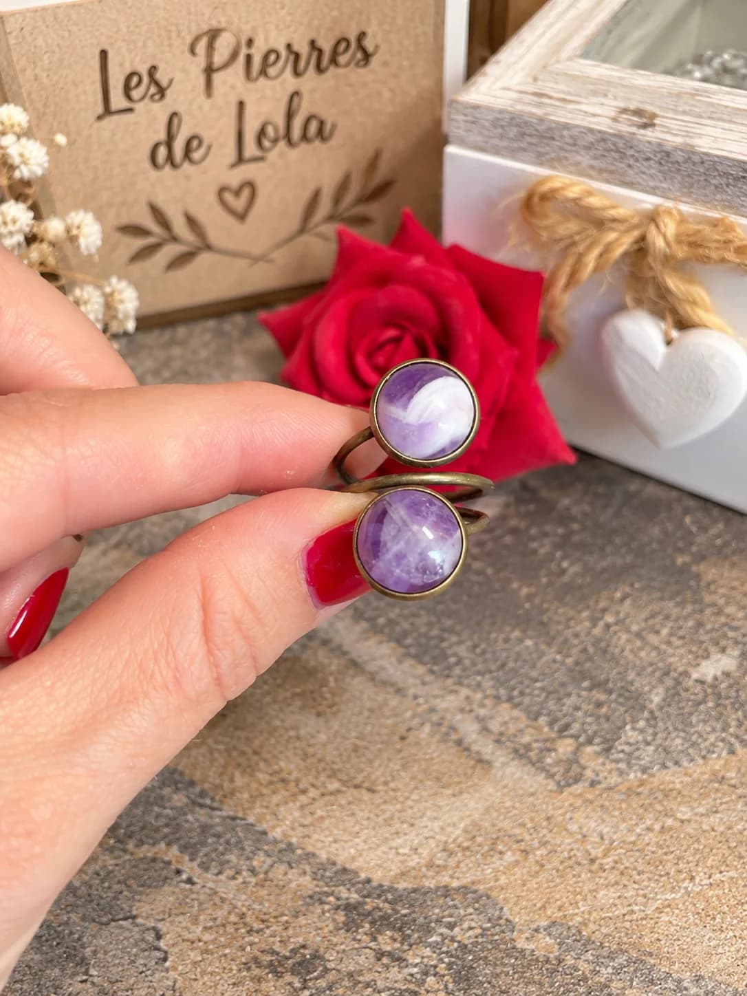 Bague « Douceur Violette » – Améthyste Chevron