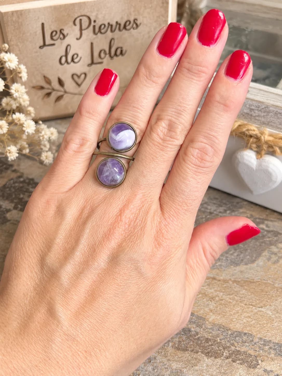 Bague « Douceur Violette » – Améthyste Chevron