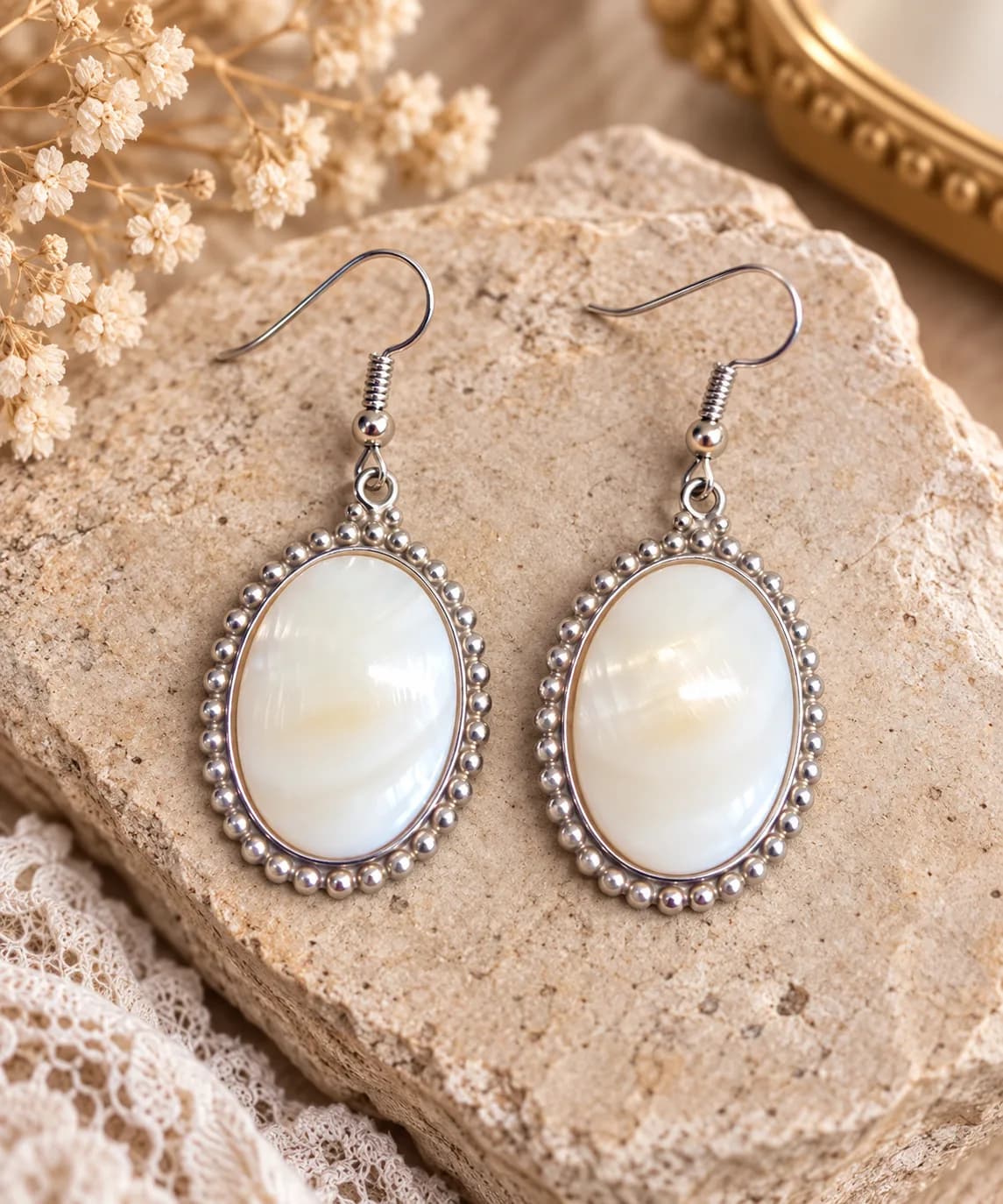 Boucles d’oreilles « Nacre d’Antan »