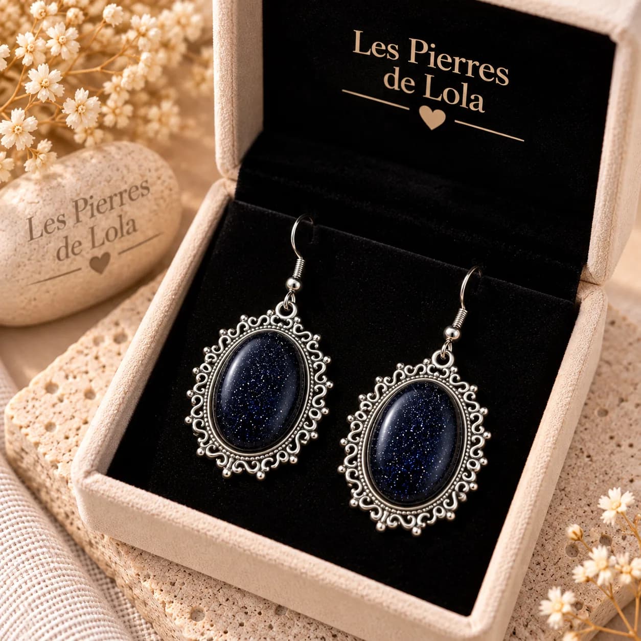Boucles d’oreilles « Nuit Étoilée » – Goldstone Blue