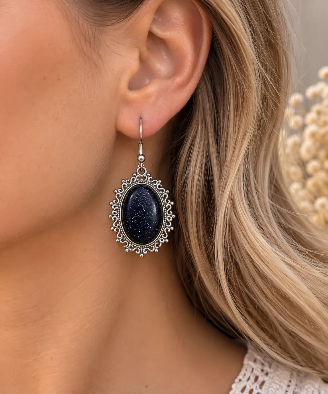 Boucles d’oreilles « Nuit Étoilée » – Goldstone Blue